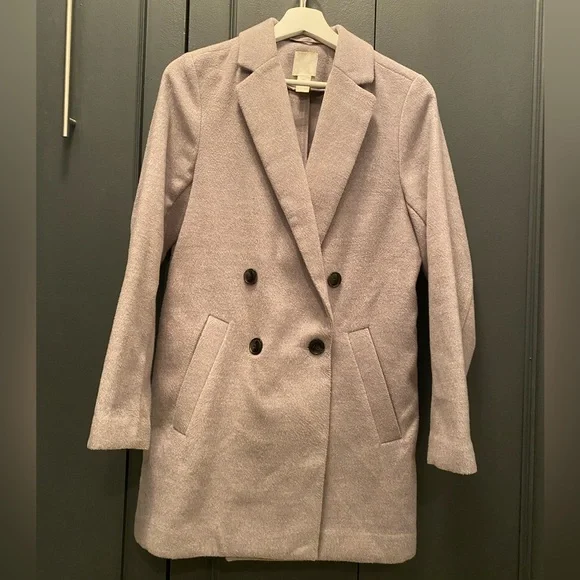 H&M - Double Breasted Coat in Light Grey - Size 2 - Picture 2 of 11